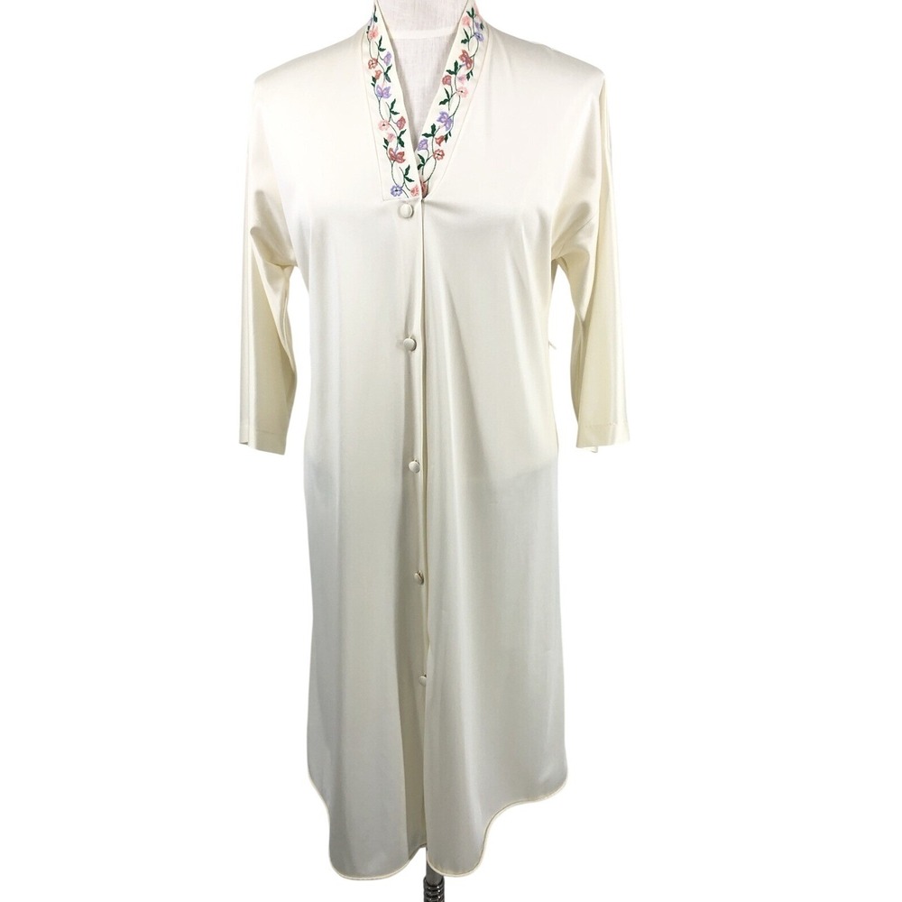 70s Vtg Vanity Fair Womens Small Petite Peignoir‎ Robe Gown Flowers Made in USA